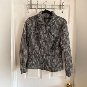 WHBM Boucle Trucker sports Jacket, Blazer Medium Button Down Peplum
